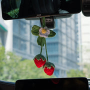 YSHomy Crochet Strawberry & Flower Car Hanging