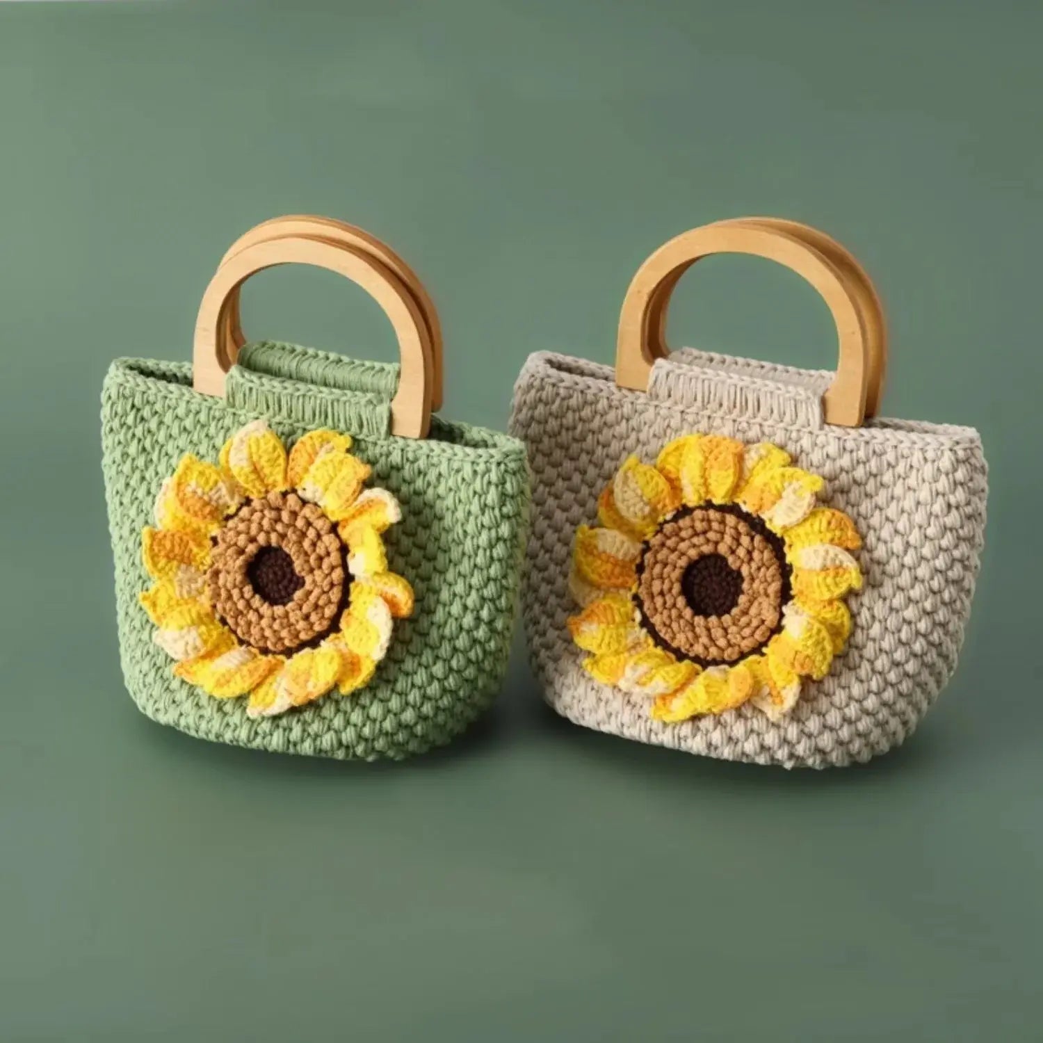 YSHomy Handmade Crochet Sunflower Clutch Handbag