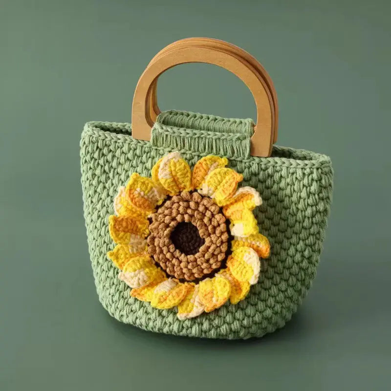 YSHomy Handmade Crochet Sunflower Clutch Handbag