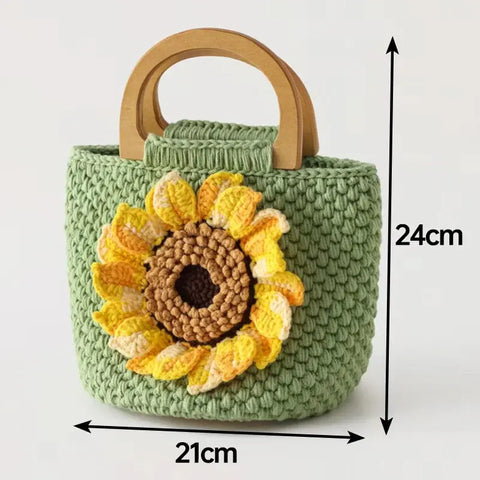 YSHomy Handmade Crochet Sunflower Clutch Handbag