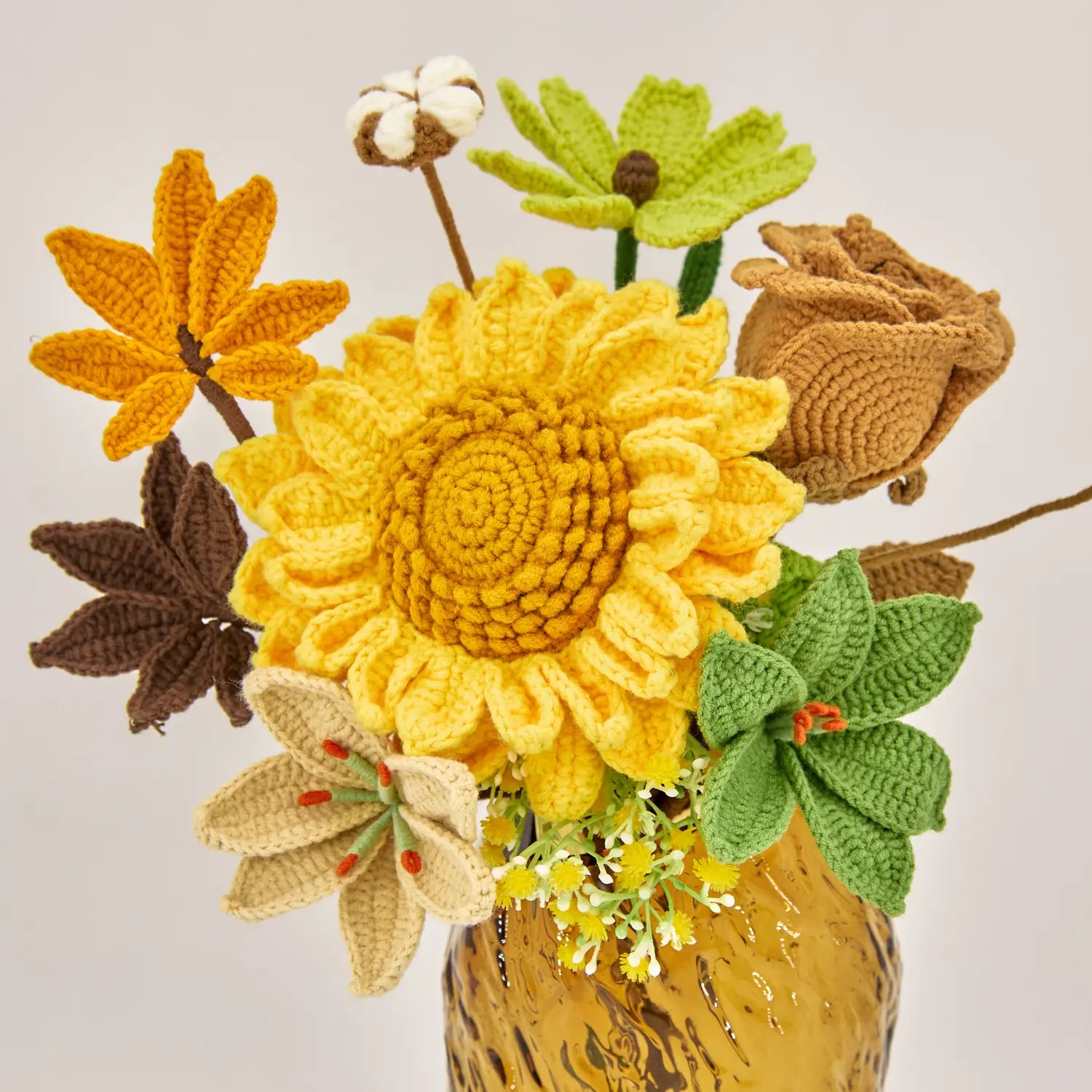 YSHomy Crochet Sunflower & Lily & Maple Leaf Set (No Vase)