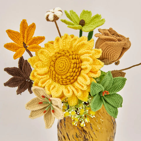 YSHomy Crochet Sunflower & Lily & Maple Leaf Set (No Vase)