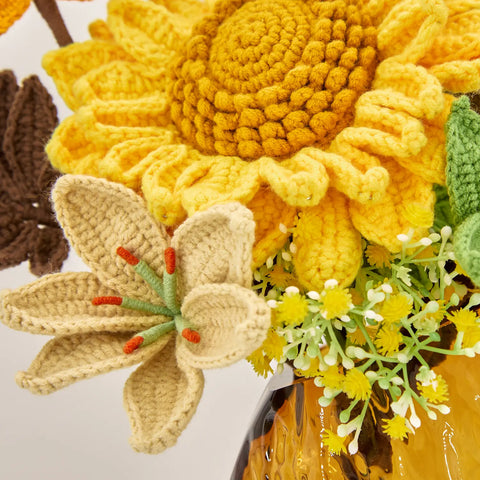 YSHomy Crochet Sunflower & Lily & Maple Leaf Set (No Vase)