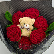YSHomy Bouquet natalizio all’uncinetto con Babbo Natale e rosa grande