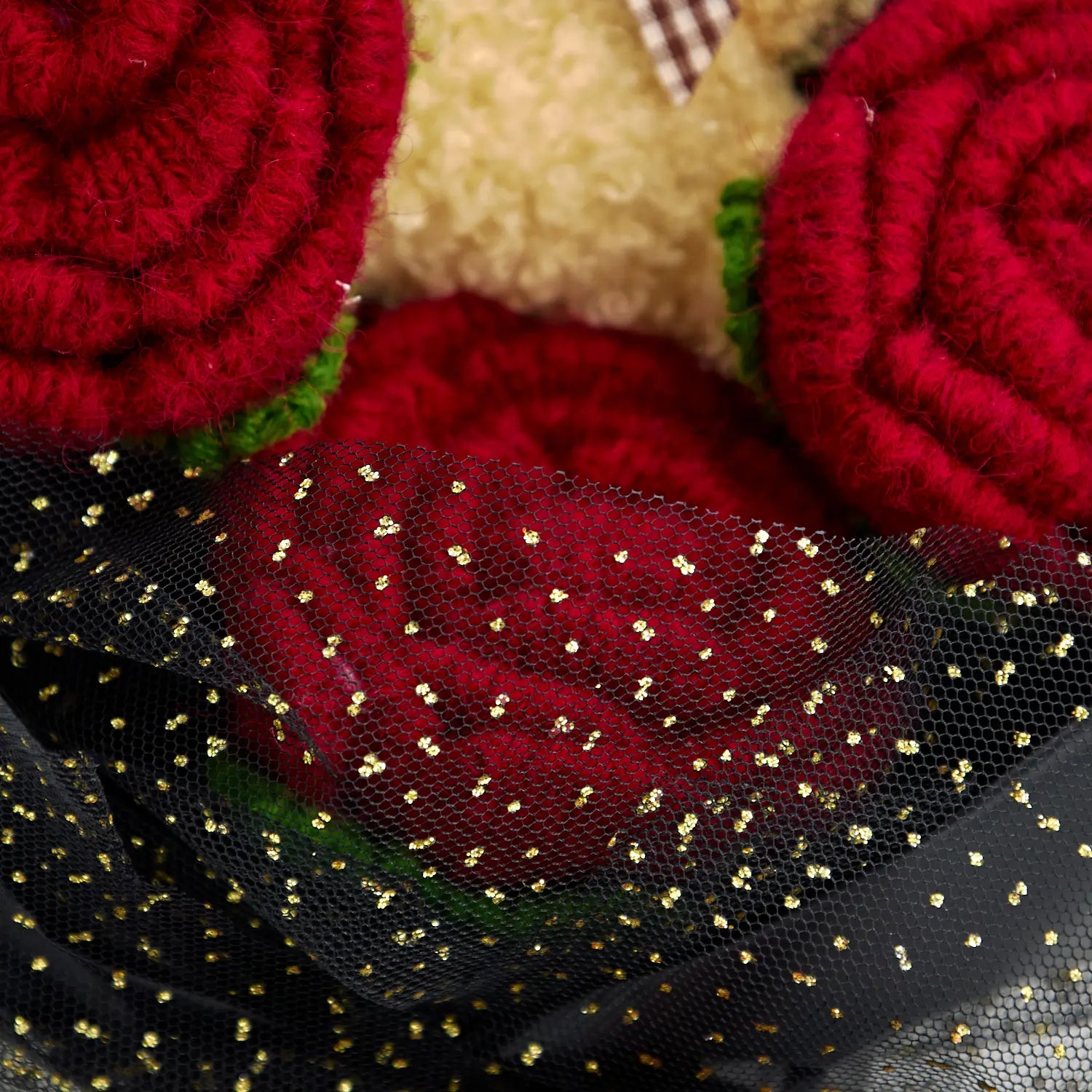 YSHomy Bouquet natalizio all’uncinetto con Babbo Natale e rosa grande