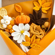 YSHomy Crochet Brown Rose & Maple & Pumpkin Bouquet