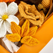 YSHomy Crochet Brown Rose & Maple & Pumpkin Bouquet
