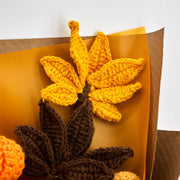 YSHomy Crochet Brown Rose & Maple & Pumpkin Bouquet