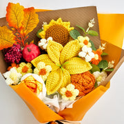 YSHomy Crochet Yellow & Brown Lily Pumpkin Bouquet