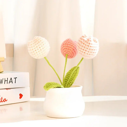 YSHomy Crochet Gradient Tulip Pot