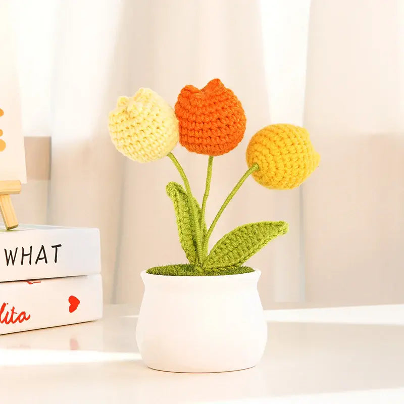 YSHomy Crochet Gradient Tulip Pot