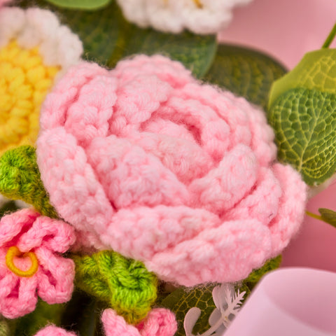 YSHomy Crochet Rose Tulip Daisy Bouquet