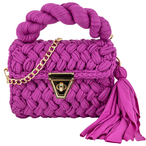 YSHomy Handmade Crochet Crossbody Handbag with Twist Handle
