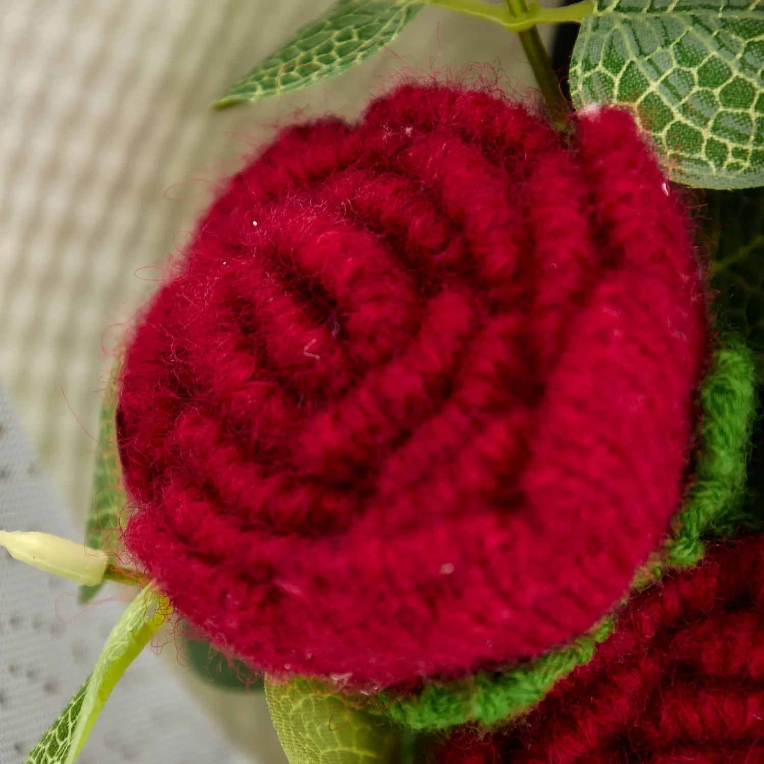 YSHomy Crochet Red Rose Bouquet with Black & White Wrapping