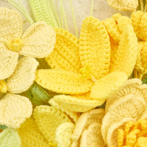 YSHomy Light Yellow Mixed Crochet Flower Bouquet