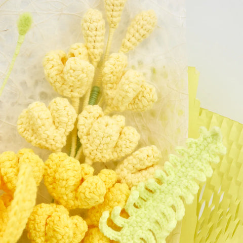 YSHomy Light Yellow Mixed Crochet Flower Bouquet